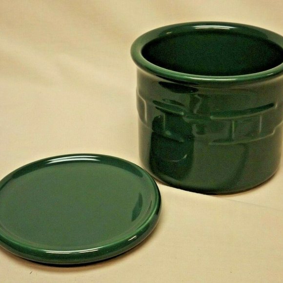 Longaberger Pottery Ivy Green 1 Pint Crock with New Coaster / Lid & Certificate - Picture 6 of 12